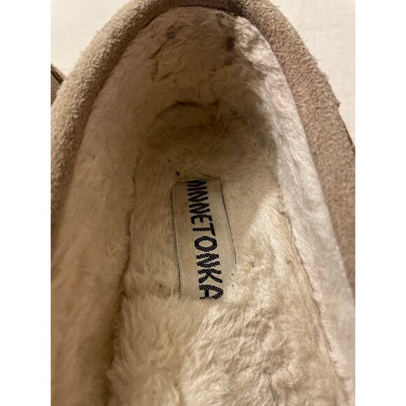 Minnetonka Moccasins Size 9 Suede Faux‎ Fur Lined Rubber Soles Slippers - Picture 6 of 9
